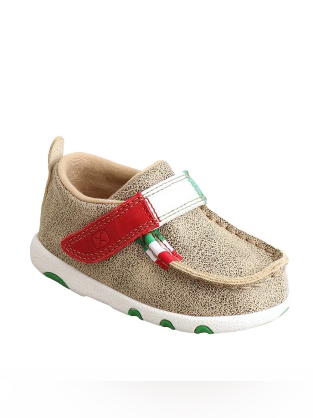 NIB TWISTED X Infants Dusty Tan & Mexican Flag Driving Moc Shoes